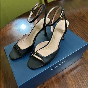 Cole Haan Black Open-Toe Heels
